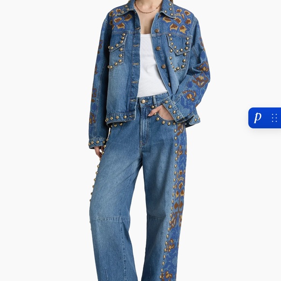 Farm Rio studded floral denim jacket - Picture 6 of 13